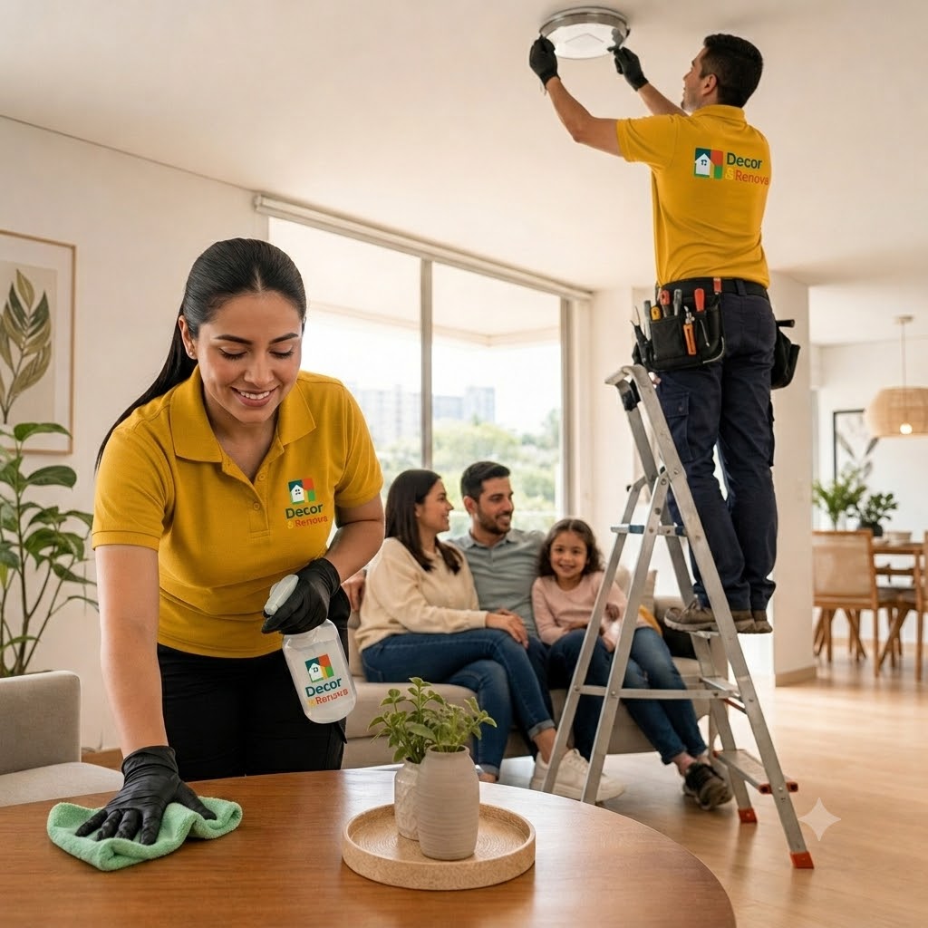 Profesionales de Decor & Renova trabajando en un hogar moderno colombiano